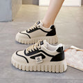 2025 spring/autumn new casual shoes platform wedge heel height increasing women's shoes korean style fashion color block versatile student shoes wholesale