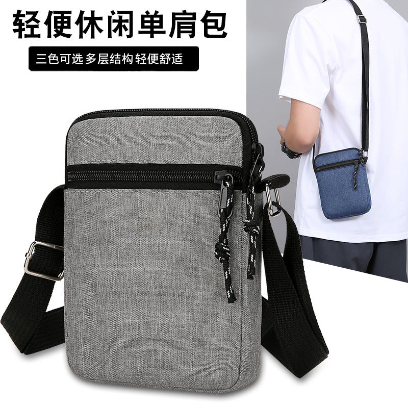 Foreign trade new light and portable shoulder bag men's casual simple mobile phone canvas bag outdoor trendy messenger bag