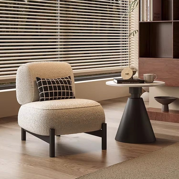 Cream style solid wood sofa chair normcore cashmere lazy lounge chair japanese style small apartment casual sofa seat