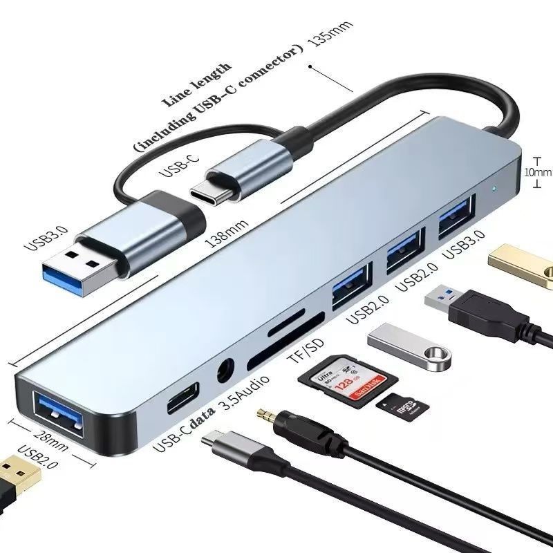 Type-c hub usb 3.0 dual port expansion dock - hub81 - connect to mouse, keyboard, and data cables for computers and tablets