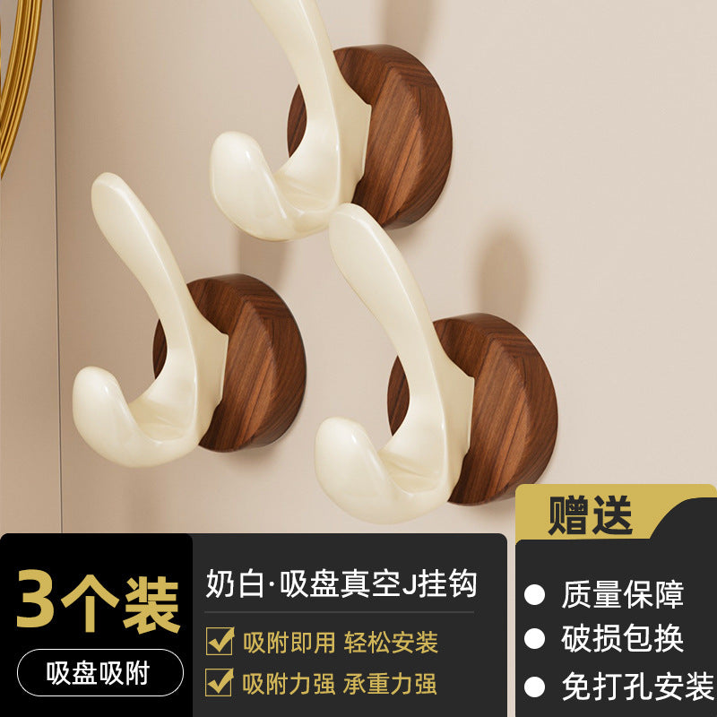 No-drill solid wood coat hook - entryway, doorway, behind-the-door hook - damage-free adhesive, heavy-duty weight capacity, coat & hat hook, key hook