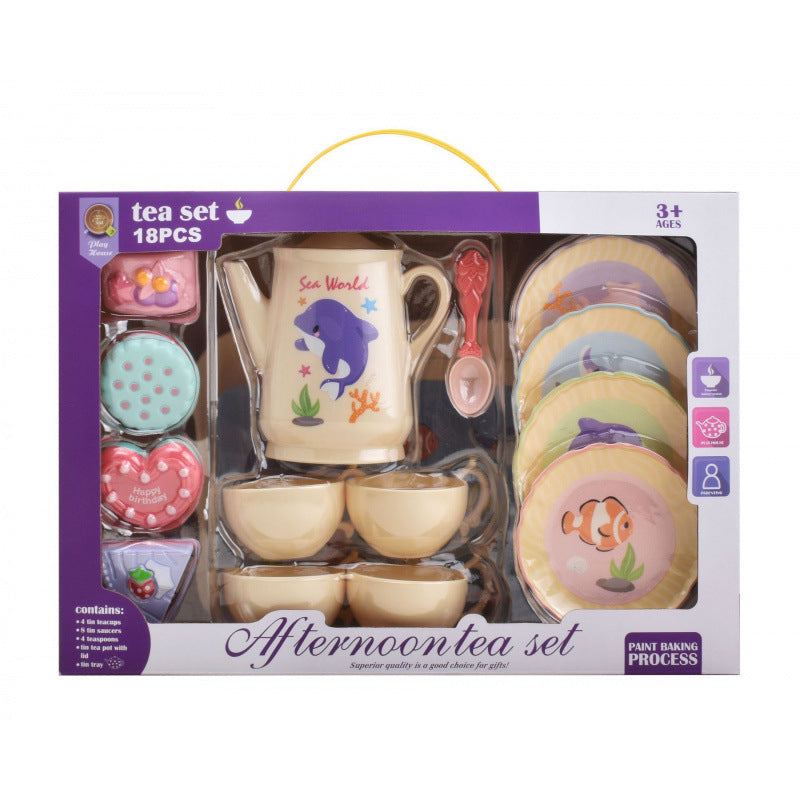 Cross-border export simulation tea set, dessert gift box set, play girl toy, afternoon tea series