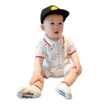 Baby romper, crawling suit, lightweight short-sleeve onesie, korean style summer knitted turn-down collar romper for baby boys