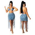 Amazon  hot selling women's skirt fashionnew arrivalhigh waistsexyexport woven belt denim skirt