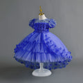 New arrival: lace petal children's formal dress - princess wedding gown with train for little girls