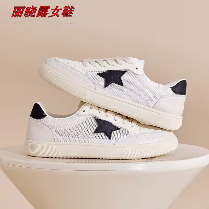 Summer breathable mesh sneakers women's spring and summer 2025 lace-up low-top rubber casual little white shoes new