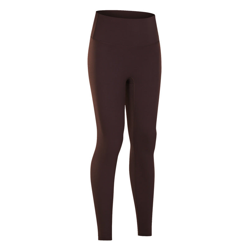 Dianqian new arrival nude fitness pants women's no embarrassing line high waist sports hip lifting stretch yoga pants d19108-2