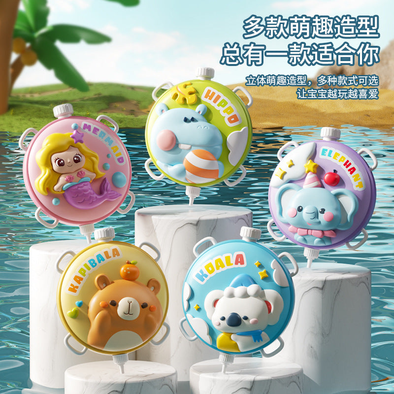 【cross-border】kids' backpack water gun - beach water play, pull-out dinosaur water gun toy - wholesale supply