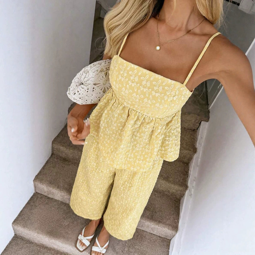 Amazon foreign trade  spring new european and american style sleeveless top jumpsuit