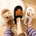 Cartoon kitty cat fuzzy one-strap cotton slippers - new autumn/winter collection for women, thickened outdoor/indoor warm slippers