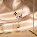 hot-selling fashion dripping oil tassel butterfly necklace for women accessible luxuryniche styleeasiest for matchelegant titanium steel clavicle chain jewelry