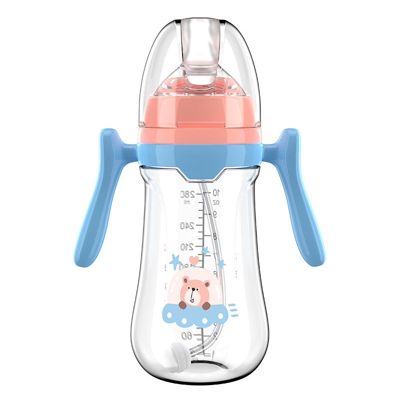 English boxed pacifier 180/240/280ml simple with handle PP bottle with straw