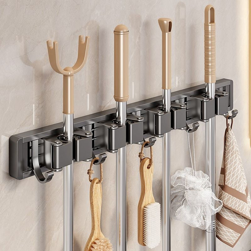 Powerful mop clip Wall hanging mop hook Fixed buckle artifact No punching toilet Bathroom storage broom rack