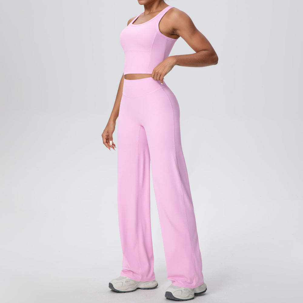 Naked feeling sports beautiful back yoga suit suit high waist silm hip straight-leg pants outdoor running quick-drying fitness suit