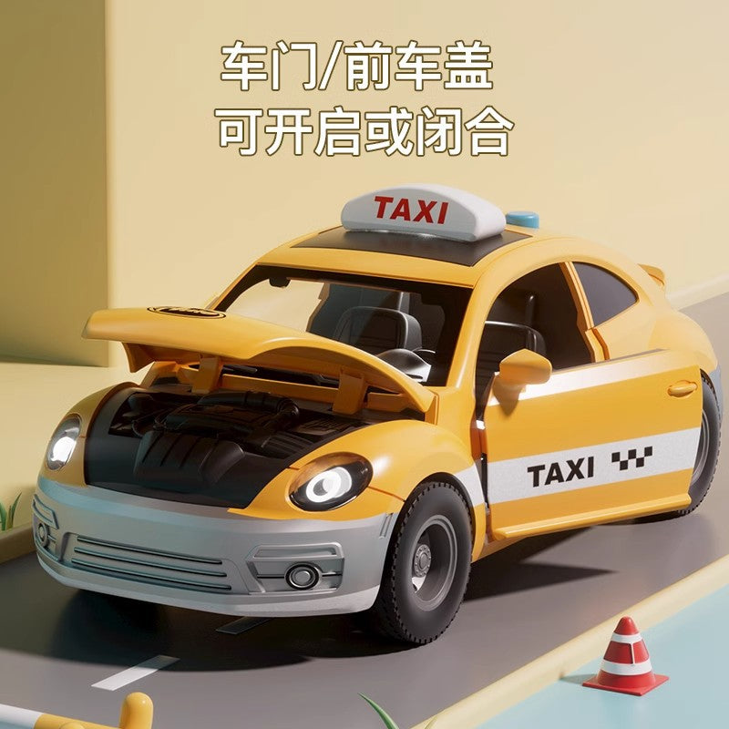 Large taxi toy for boys - inertia-powered, sound & light, educational, opening doors, car, baby birthday gift