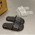 Influencer-approved clear crystal slippers for women - summer outdoor wear, non-slip printed glass slippers, fairy-tale princess style, korean fashion