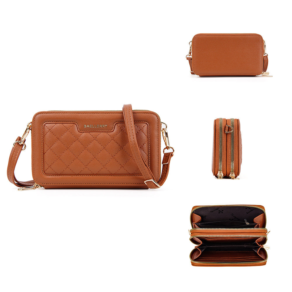 New baellerry women's wallet fashionable large-capacity diamond messenger bag premium zipper mobile phone bag