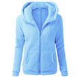 women's fashion solid color hoodie - loose fit plush zip-up jacket top