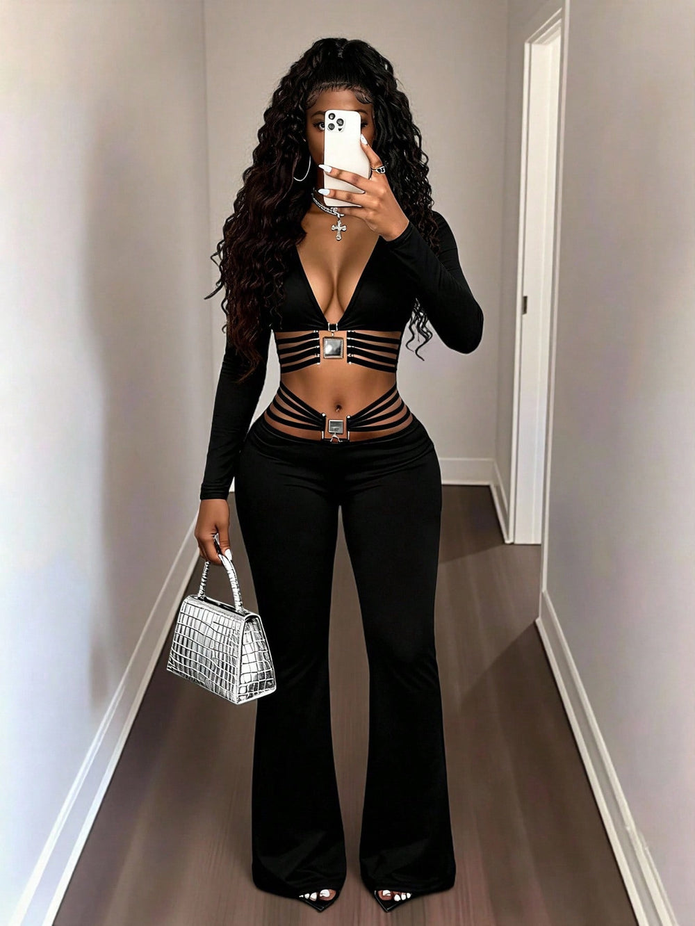 fall new arrival:  black tummy control, butt-lifting, flare leg pants - slimming, figure-flattering, long pants for activewear and everyday wear
