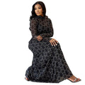 European and american style ins cross-border women's clothing slim fit printing fashion waist a-line skirt home high collar long sleeves breathable dress