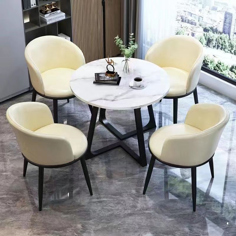 Nordic light luxury negotiation table and chair set, balcony leisure table and chair set, small coffee table, casual reception, modern minimalist small round table