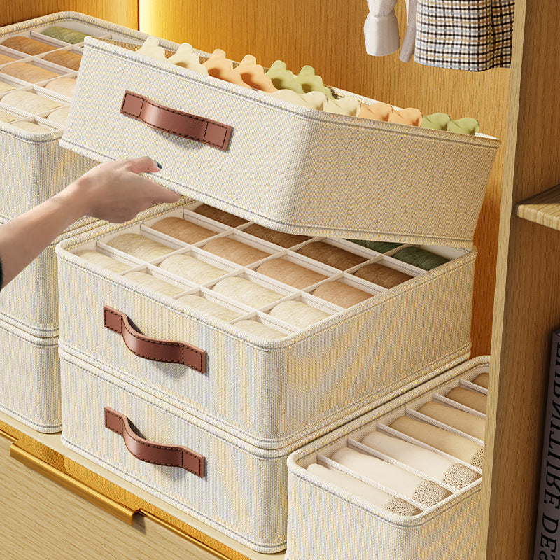 Put underwear storage box, household drawer-type grid artifact, wardrobe, underwear, socks, three-in-one finishing box, box.