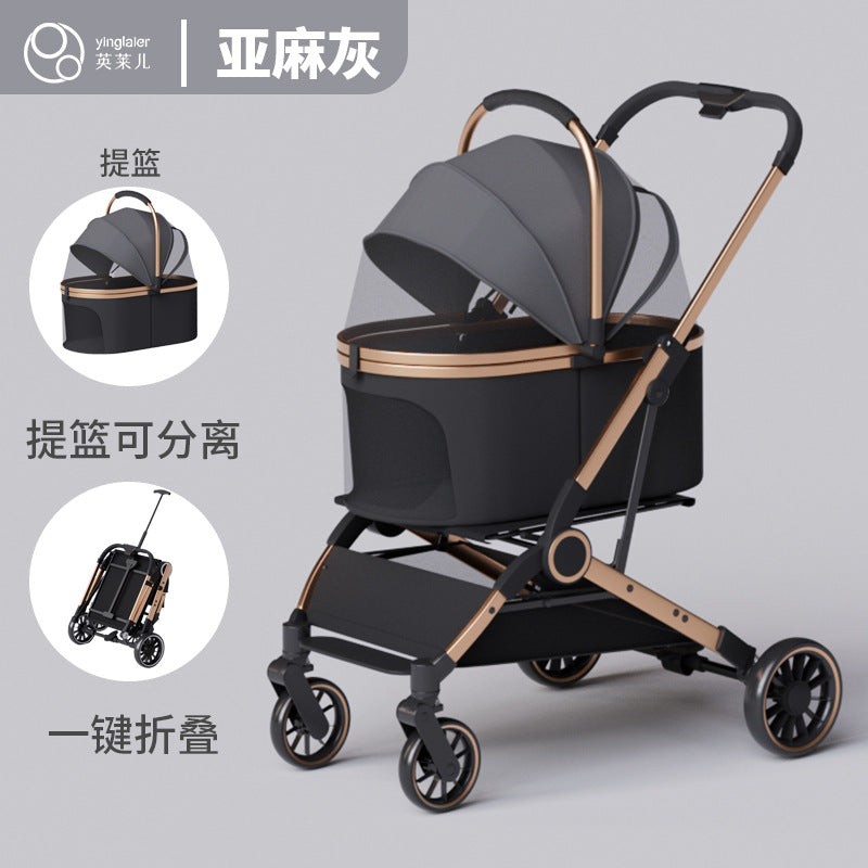 Pet stroller for cats and dogs - lightweight, foldable, and portable for teacup poodles, toy pomeranians, chihuahuas, yorkshire terriers, and bichons