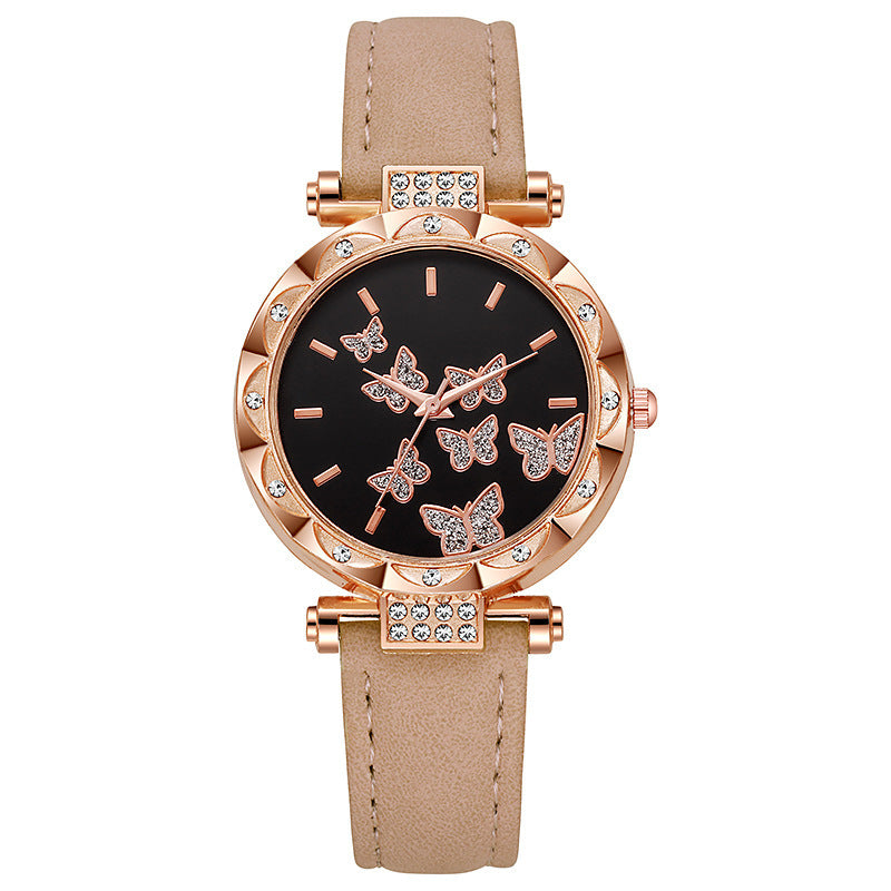 New tiktok women's watch - stylish, unique, and minimalist wristwatch with butterfly digital leather strap