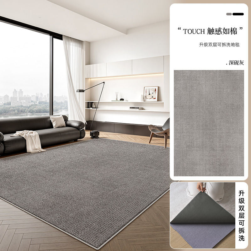 Machine washable carpet new arrival living room double layer detachable washable pure color sofa bedroom chenille for home floor mat