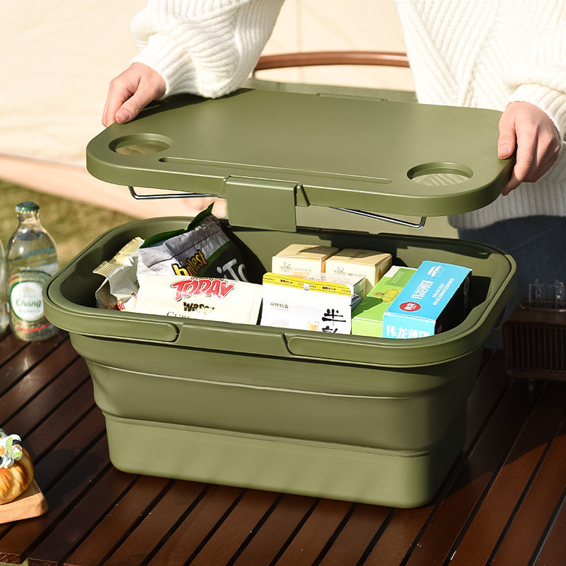 Folding storage box Portable picnic basket Outdoor camping Portable large-capacity car supplies Trunk storage basket