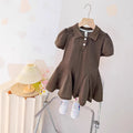 Girls' summer dress  new style: korean-style chic short-sleeve polo dress for little girls, versatile baby dress