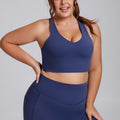 European and american plus size sports bra for women, high impact shockproof brushed fabric racerback yoga tank top, high elasticity breathable fitness bra