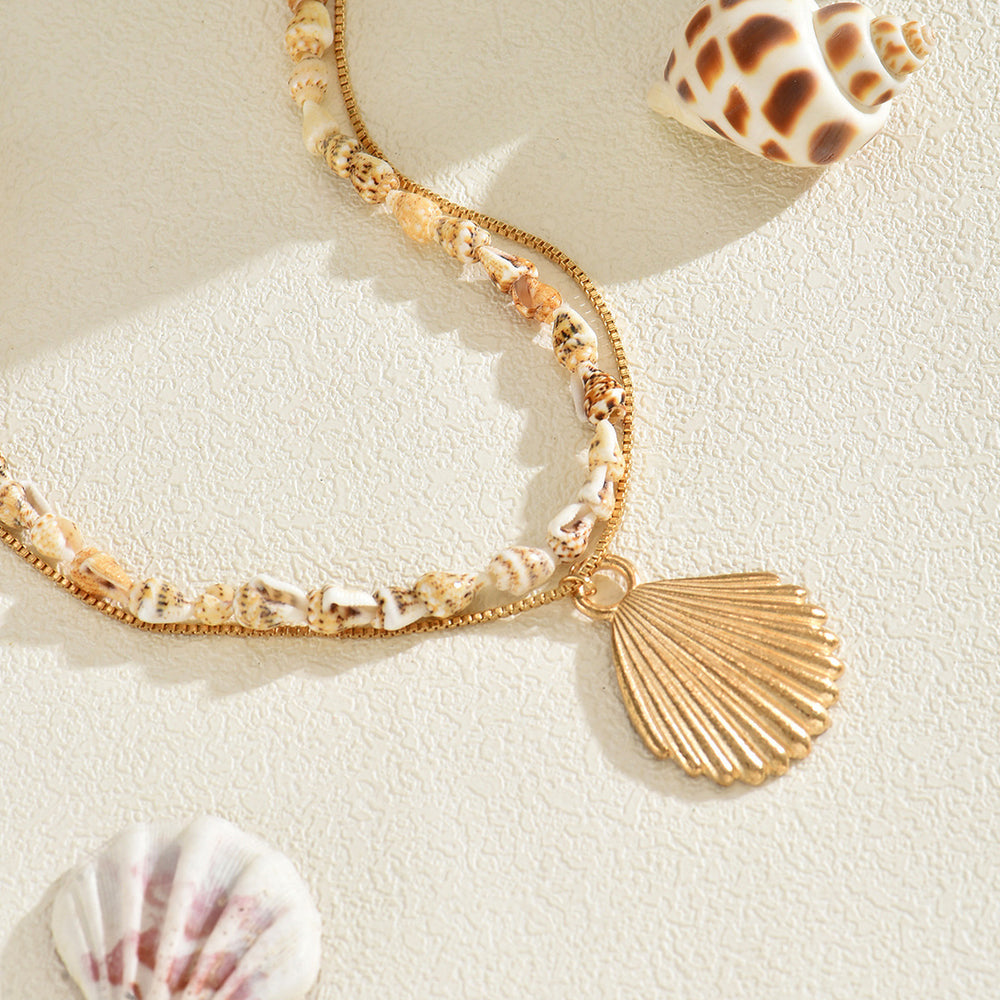Shell pendant wholesale fashion cross-border clavicle chain female eleganteasiest for matchsense of design thin chain conch metal necklace
