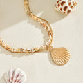 Shell pendant wholesale fashion cross-border clavicle chain female eleganteasiest for matchsense of design thin chain conch metal necklace