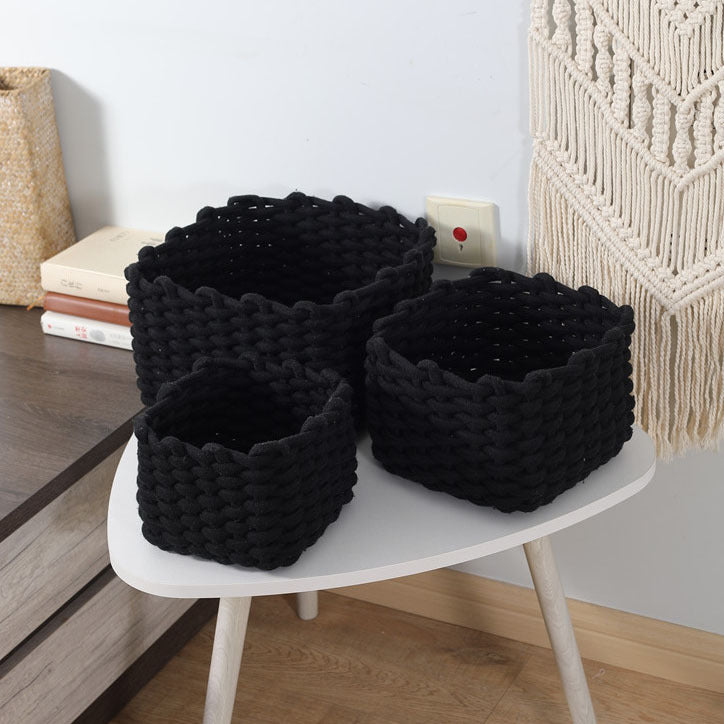 Desktop cotton rope woven storage basket large basket home finishing cosmetics mask remote control sundries snack box