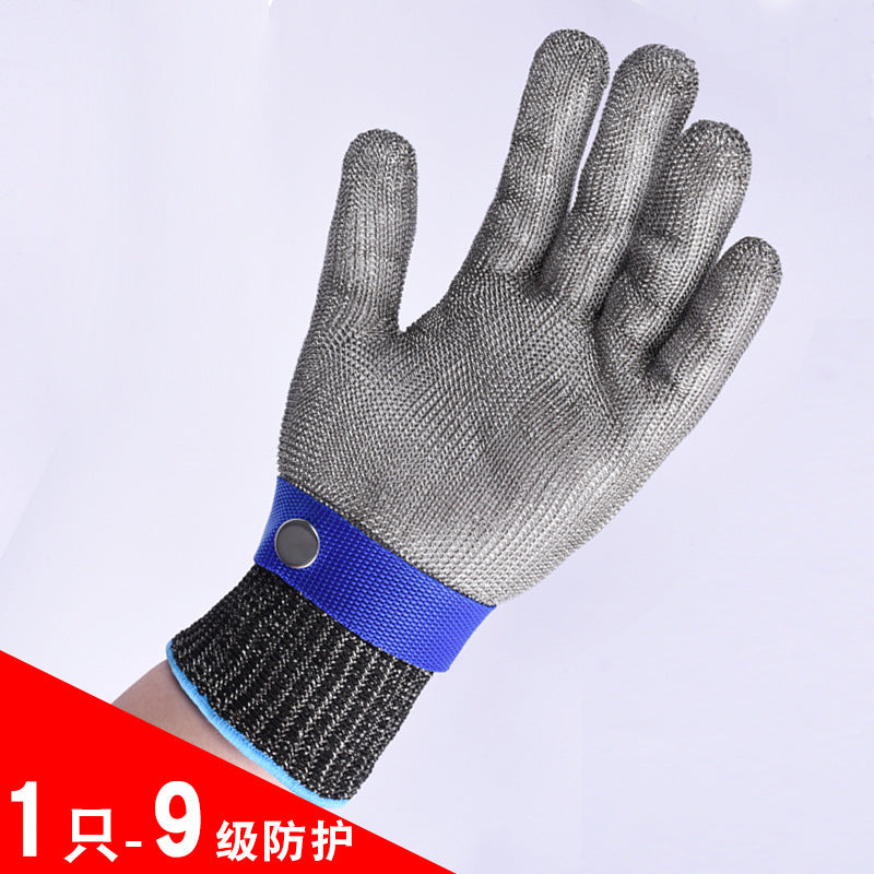 Anti-cutting and stabbing fish killing soft iron chainsaw bone slaughtering gloves stainless steel ring metal cutting anti-cutting wire gloves