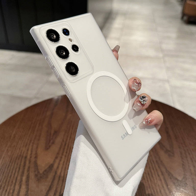 Suitable for samsung s25ultra frosted skin feel protective case s26 fine hole ice mist magnetic charging pc mobile phone case s23