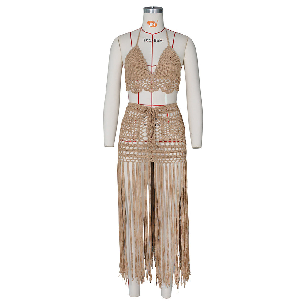 new arrival: hot-selling hand-crocheted sheer beach dress fashion set for women - perfect for  &