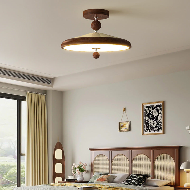 French antique bedroom eye protection ceiling light retro walnut wabi sabi wind study aisle balcony wrought iron lighting