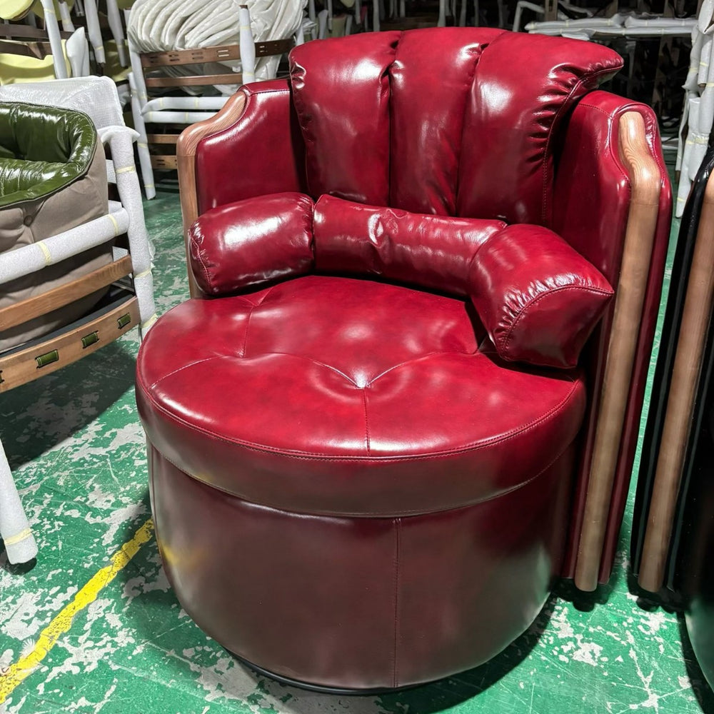 Used swivel chair godfather high back study tea room sofa oil wax first layer cowhide master slot single