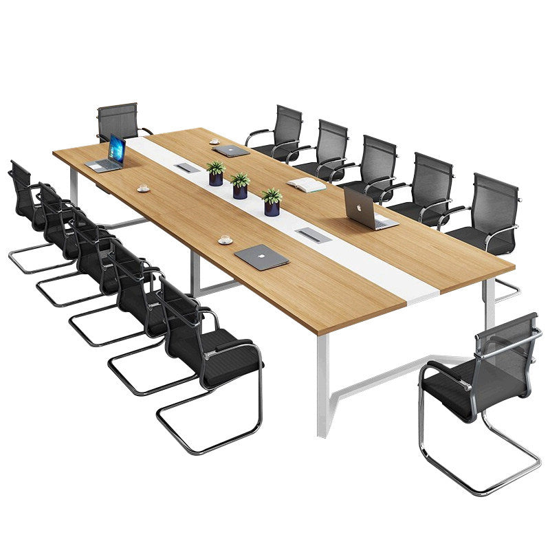Conference table - modern minimalist office furniture for staff training, meetings, and reception - long table and chair set