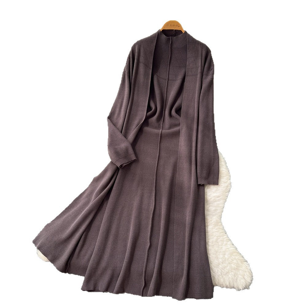Lazy style casualclassy looselongsweatercardiganoutwear + inner wear silmknittingdresssuit