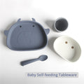 Kids' food-grade silicone utensil set - cross-border bestseller, baby self-feeding four-piece set, adorable infant cutlery set