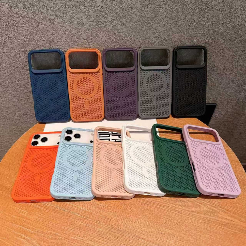 Suitable for apple 17promax mobile phone case iphone15pro breathable cooling magnetic case 11 honeycomb cooling