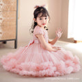 Ready-to-ship girls' short-sleeve sequin tutu princess dress - mesh children's skirt, perfect for 3-12 year olds, birthday celebrations, and first birthday parties