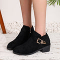 Autum belt buckle short boots for women  new large size retro side zipper export suede slimming lookbootswholesale