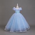 Girls' formal dress - european & american style long flower girl dress - puff sleeve banquet party kids princess dress - cross-border ready stock