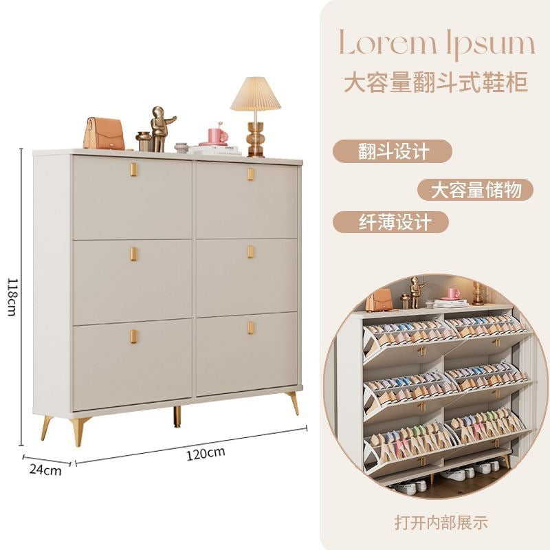 Tipping shoe cabinet solid wood for home door new arrival large capacity entrance cabinet small narrow shoe rack
