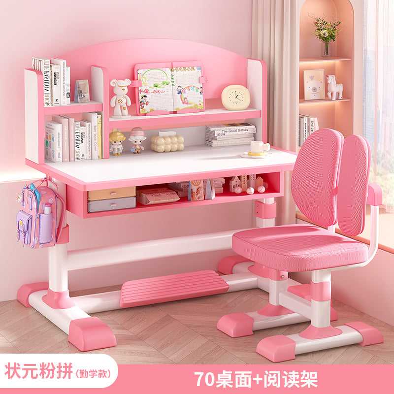 Children's study table Household primary school students Writing homework desk Simple children's desks and chairs Lifting table set