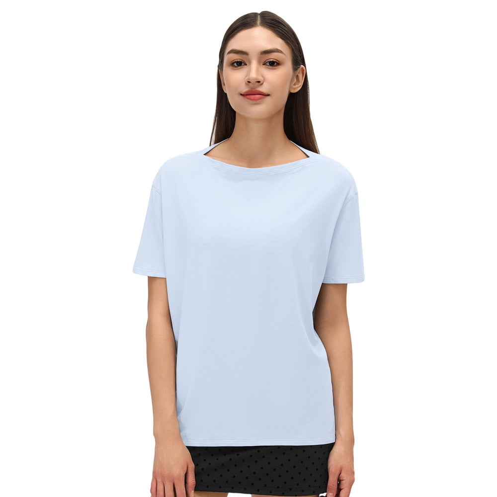 Women's yoga cover-up: lightweight, loose-fit short sleeve tee for summer - perfect for outdoor sports, casual wear, and versatile styling (d26082)